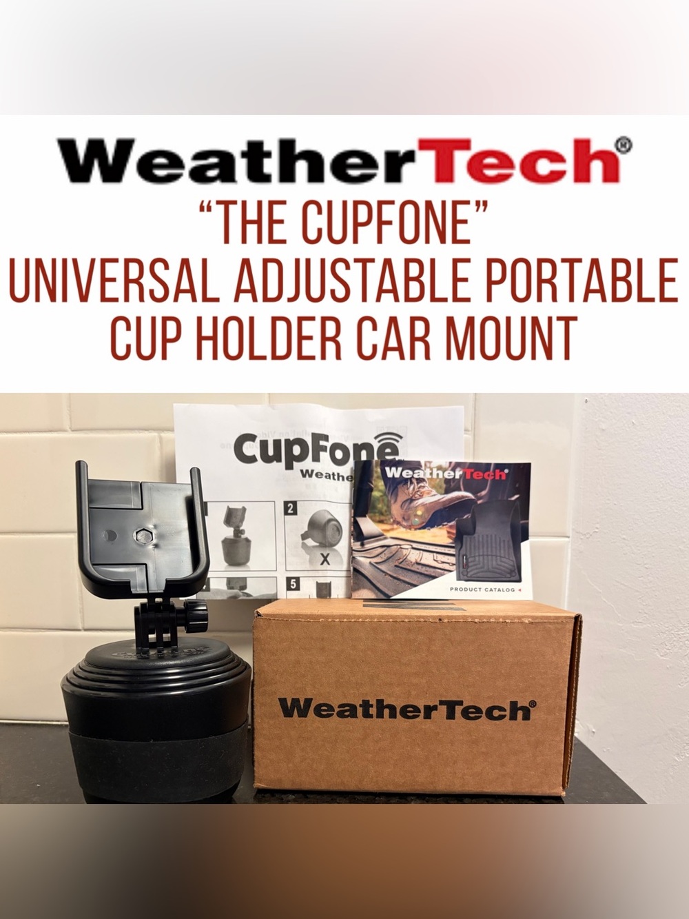 WeatherTech CupFone Universal Adjustable Portable Cup Holder Car Mount - BNIB